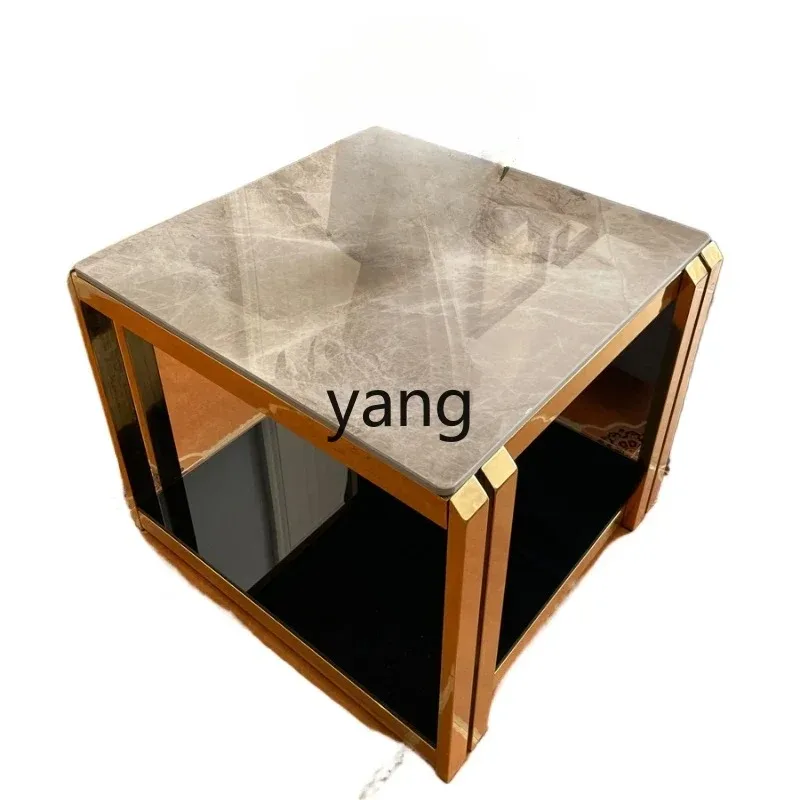 LH  stainless steel titanium-plated bright rock slab sofa edge few light luxury simple