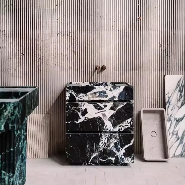 

RF Modern Stone Furniture Caracatta Viola Marble Wood Dresser Washbasin Bathroom Dresser Cabinet