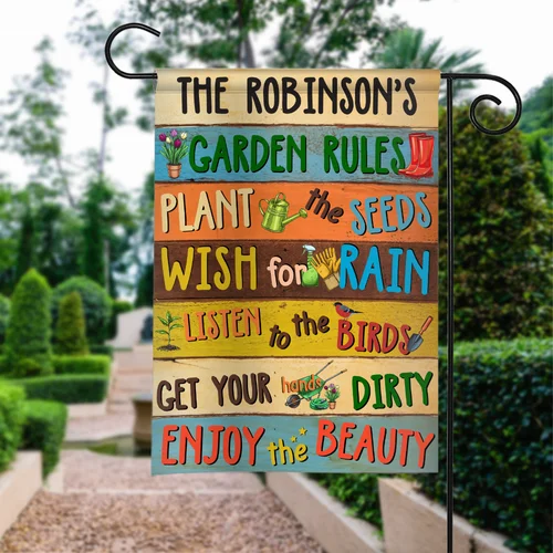 Personalized Gardening Flag, Custom Garden Rules Flag, Gardener Planting Flag VVL YYX EEZ