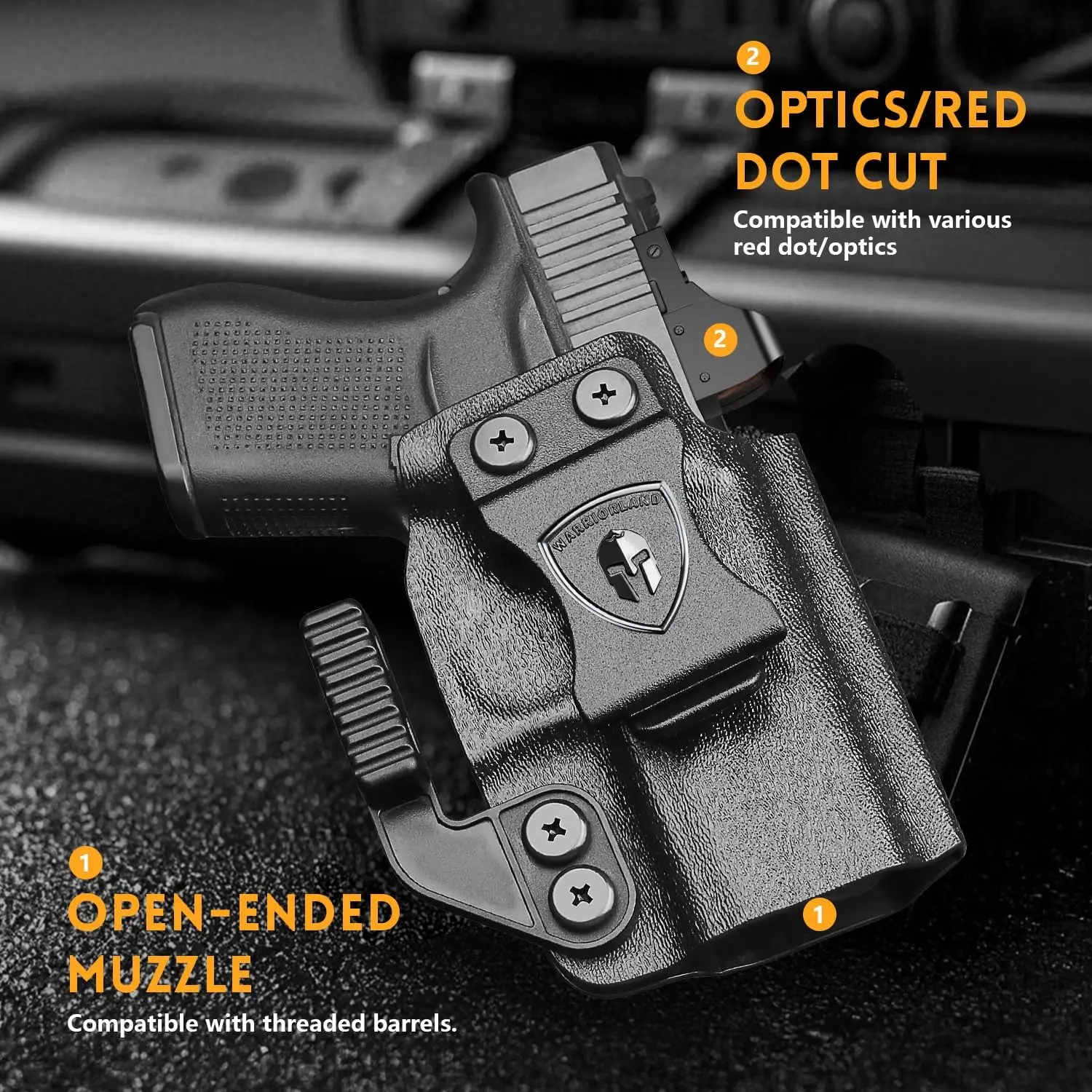 Only for Glock 43/ 43X MOS, Kydex Holster, IWB Carry, Adj. Retention, Lock Click Sound, Red Dot, with Claw & Right Hand Optional