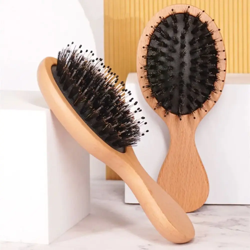 Mini Air Cushion Comb Cute Wood Bristle Hair Styling Tool Anti-static Wild Boar Bristle Air Bag Comb Men