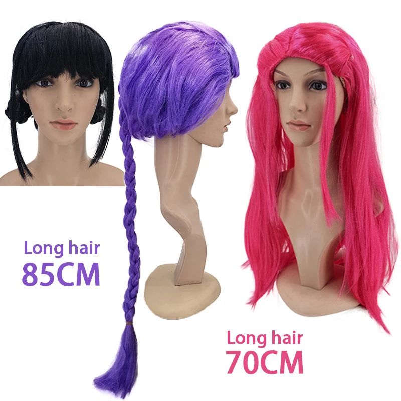 شعر مستعار كوسبلاي أنيمي، شعر مستعار أرجواني مجدول للنساء والرجال، دعائم تنكرية لشعر مغني البوب للهالوين