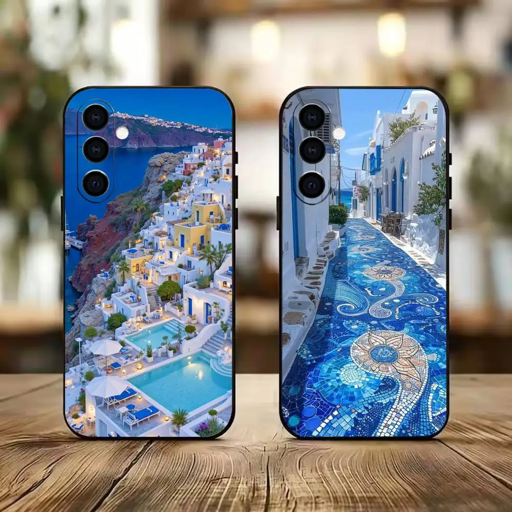 Mediterranean Holiday  Phone Case Black Silicone Soft For Samsung A73,A72,A71,A70,A53,A52,A51