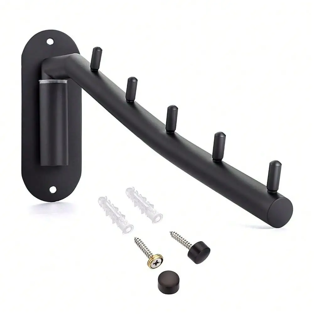 

Stainless Steel Clothes Hanger RackWall Mount Garment Hook With Swing Arm, Sturdy Coat Robe Storage Organizer For Laundry Room