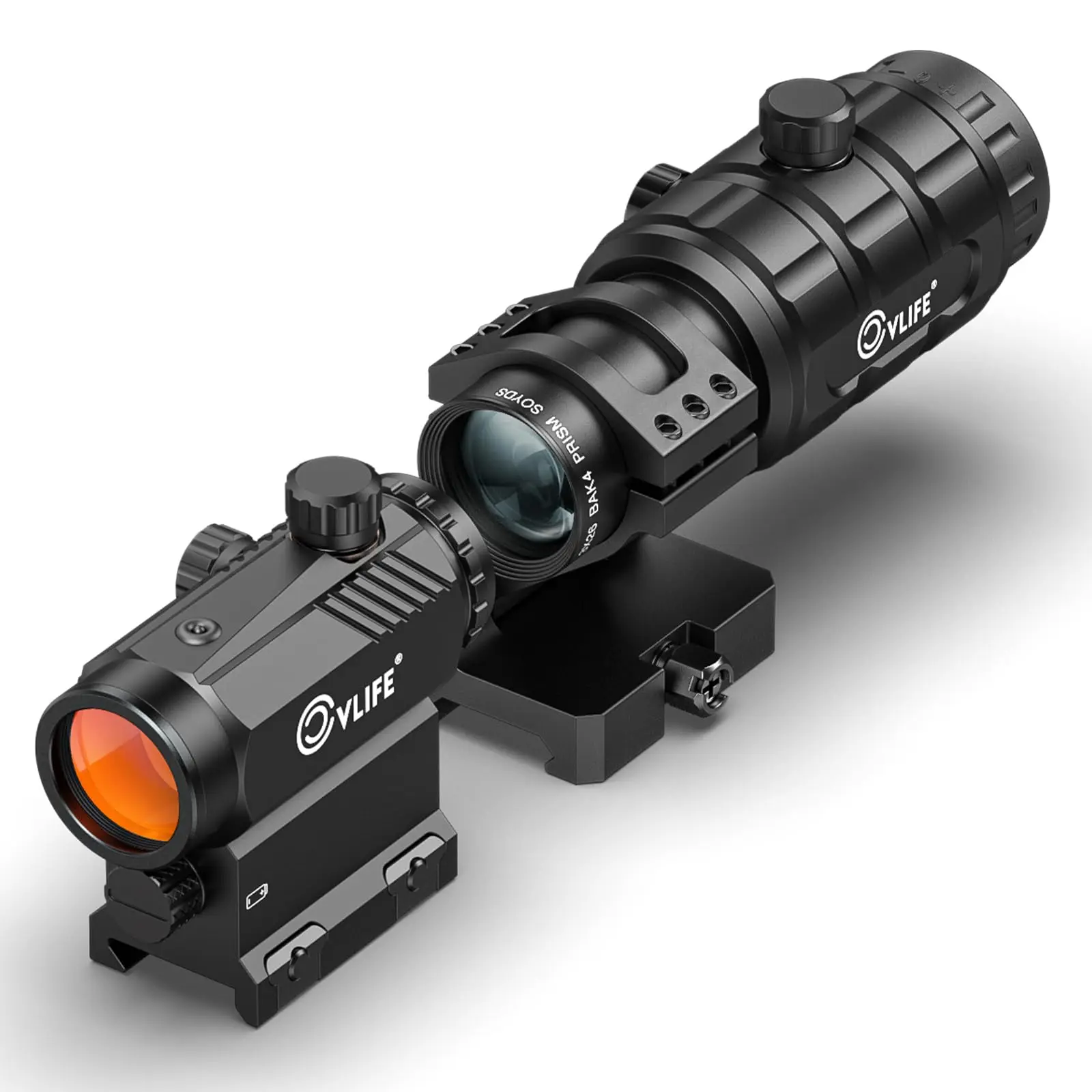 Red Dot and Magnifier Combo 3 MOA Red Dot with 3X Auto Brightness Adjustment Absolute Co-Witnesslip-to-Side Sight