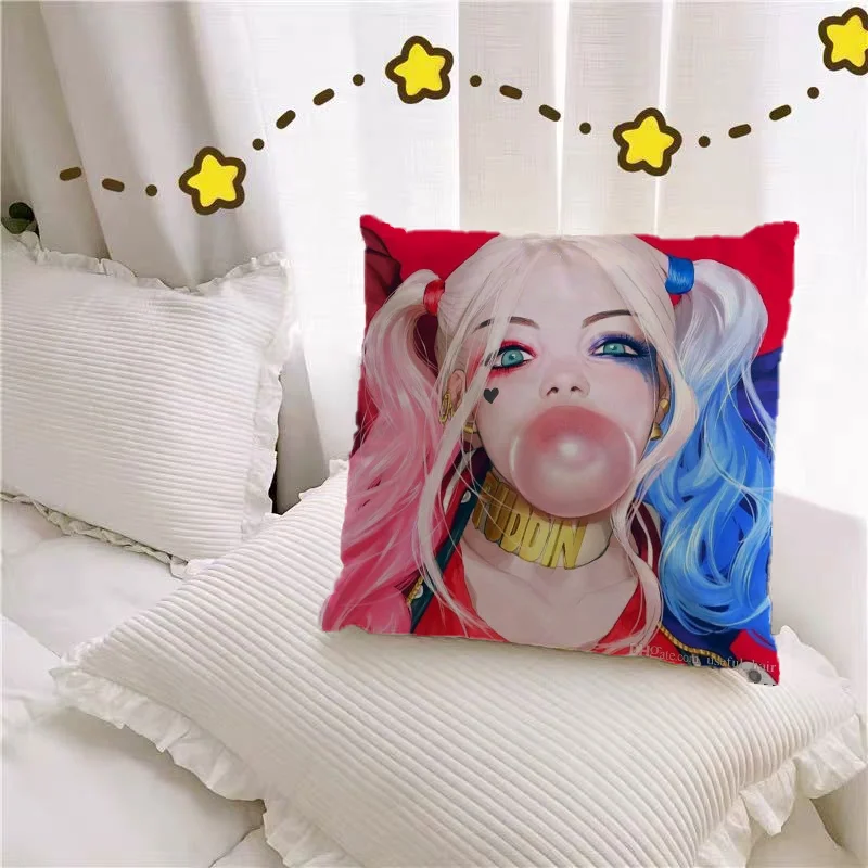 Pillow Cover Cushion Cover Pillowcase Harley Quinns Decorative Pillowcases 45x45 Cushions Covers Cousins for Sofa Car Decoration