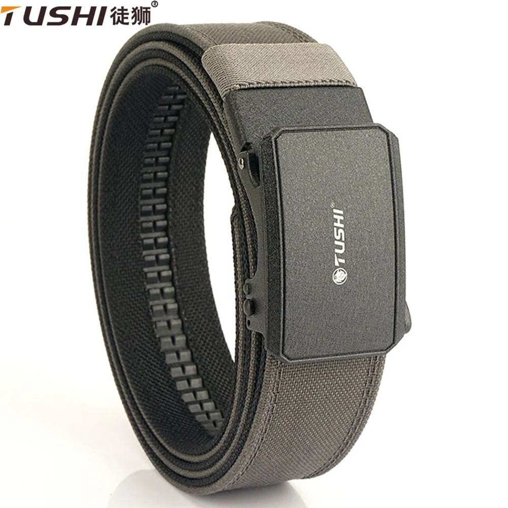 TUSHI Hard Tactical Belt for Men Metal Automatic Buckle IPSC Gun Belt 1100D Nylon Military Belt Outdoor Sports Secretly carried