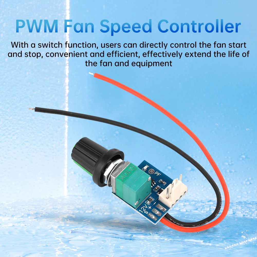 DC5-12V Manual Four-Wire PWM Fan Speed Controller With Knob Switch Case Fan Motor Governor Module with 3P Cable