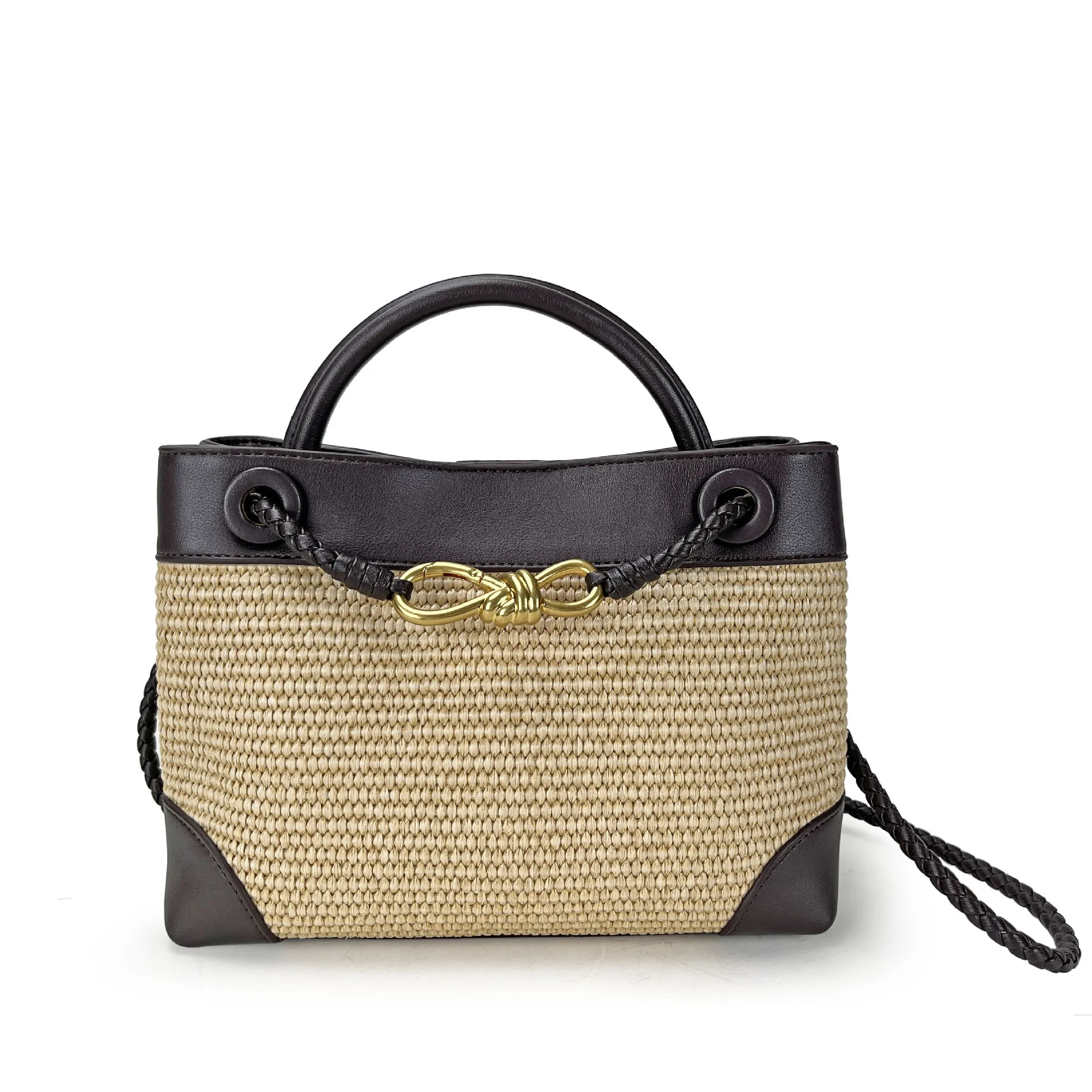 

2025 Woven Bag Metal Bow Single-shoulder Crossbody Tote Bag Casual Large-capacity Designer Luxury Bag