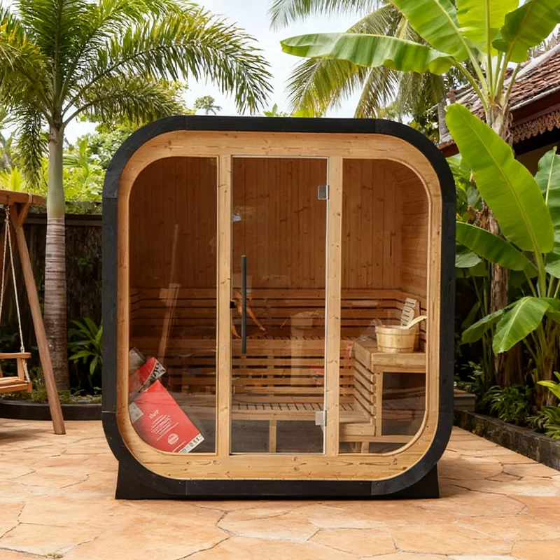 Custom made Outdoor Infrared Sauna House with Cup Holder, Convenient Infrared Sauna for Enjoyment