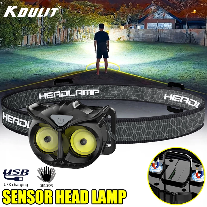 

Super Bright USB Rechargeable Headlamp Waterproof Induction LED Head Headlight Ultralight Flashlight Fishing Head Torch Camping