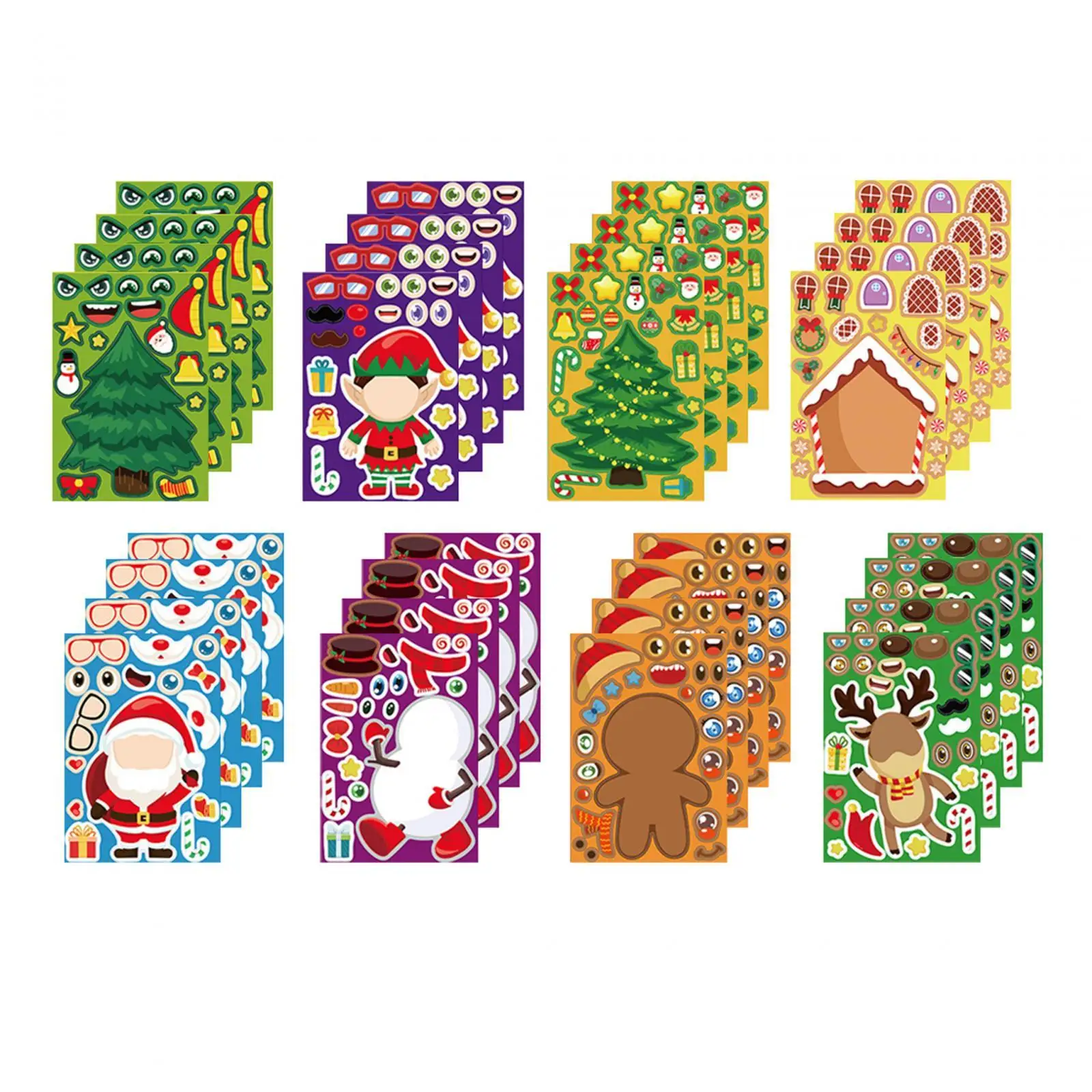 

32Pcs Create Your Own Christmas Characters Christmas Party Games Sticker for