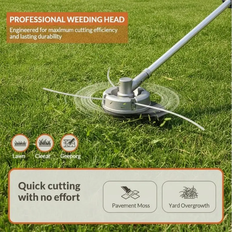 Heavy Duty Grass Trimmer Head Aluminum Alloy with Nylon Steel Line Replacement Garden Tool Accessory