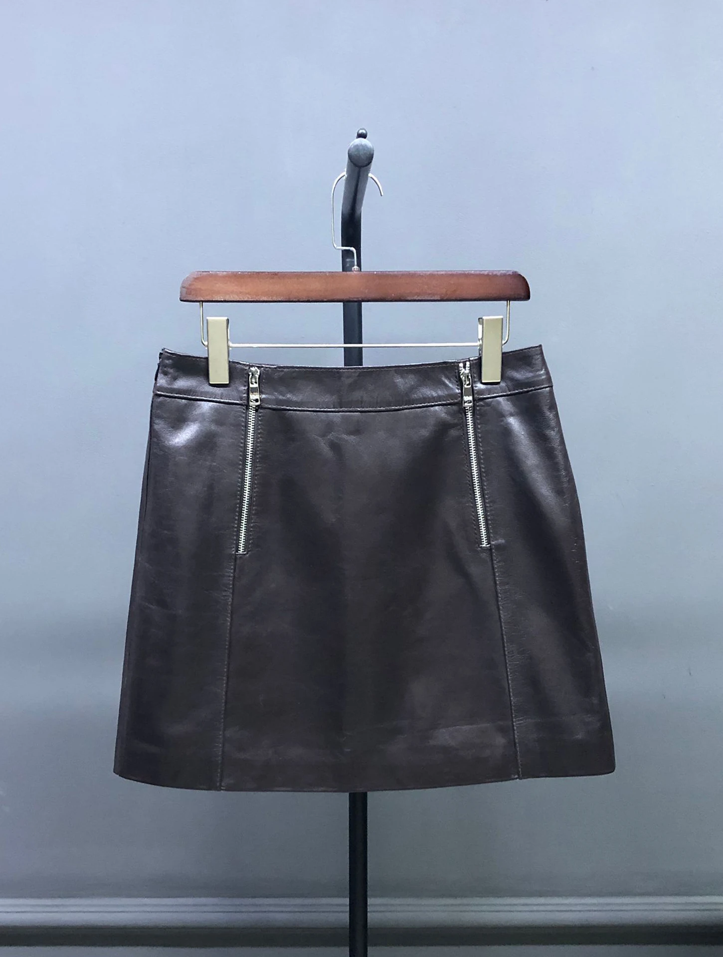 

Стильная короткая юбка из натуральной овчины с высокой талией, А-силуэта, облегающая, с декоративной молнией, для женщин