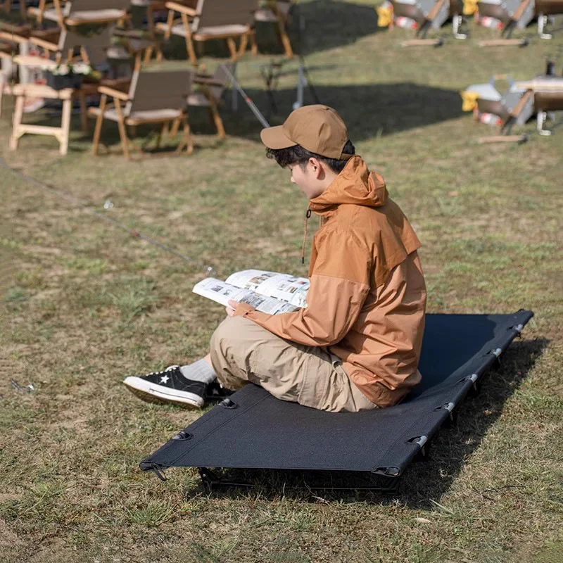 Outdoor camping folding camp bed Aluminum alloy folding lunch break bed Portable tent camping simple camp bed