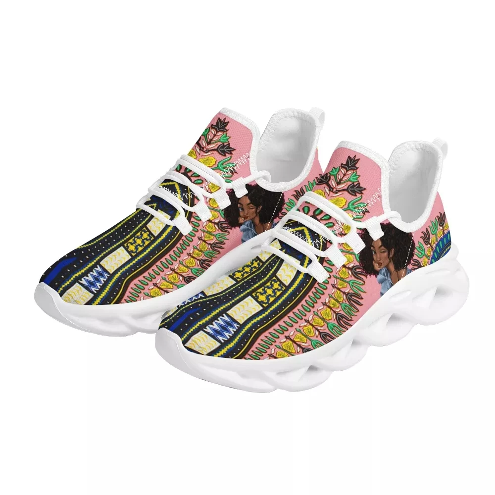 African Indigenous Tribal Ladies Flat Shoes Fashion Casual Print Sneakers Classic Lightweight Lace Up Girls Pattern Jogging Shoe