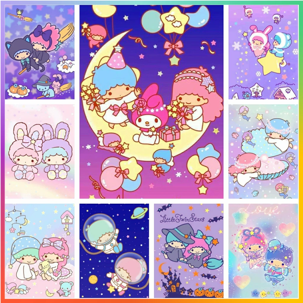 Little Twin Stars Cute Cartoon Sanrio Diamond Painting Artificial Full Creation Cross Stitch Kit Mosaic Embroidery House 5D DIY