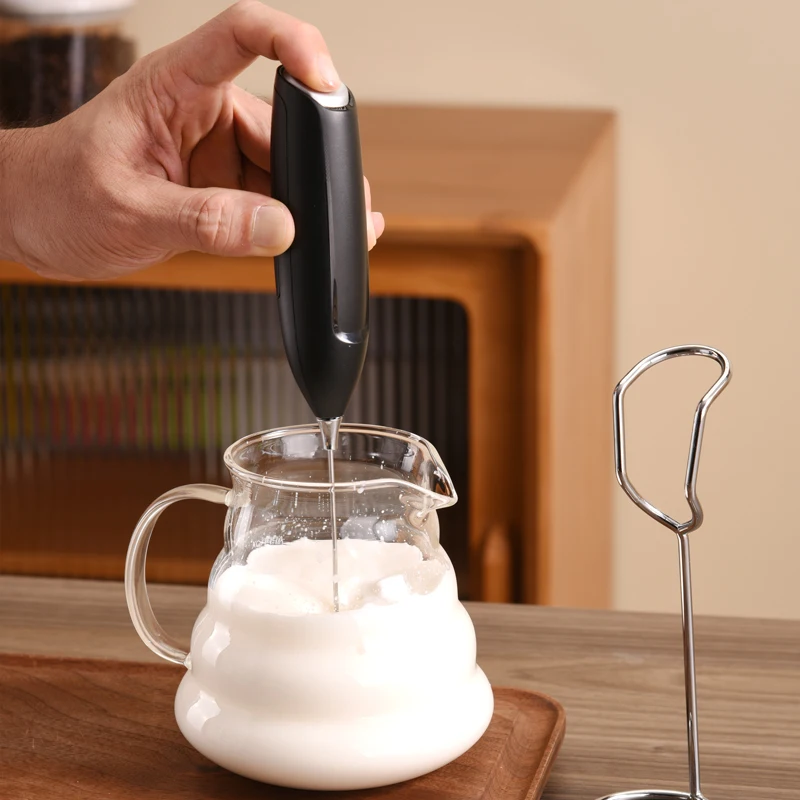 Electric Milk Frother Hand Blender Portable Mini Handheld Fast Foamer Coffee Cappuccino Whisk Mixer Food Blender with Stand