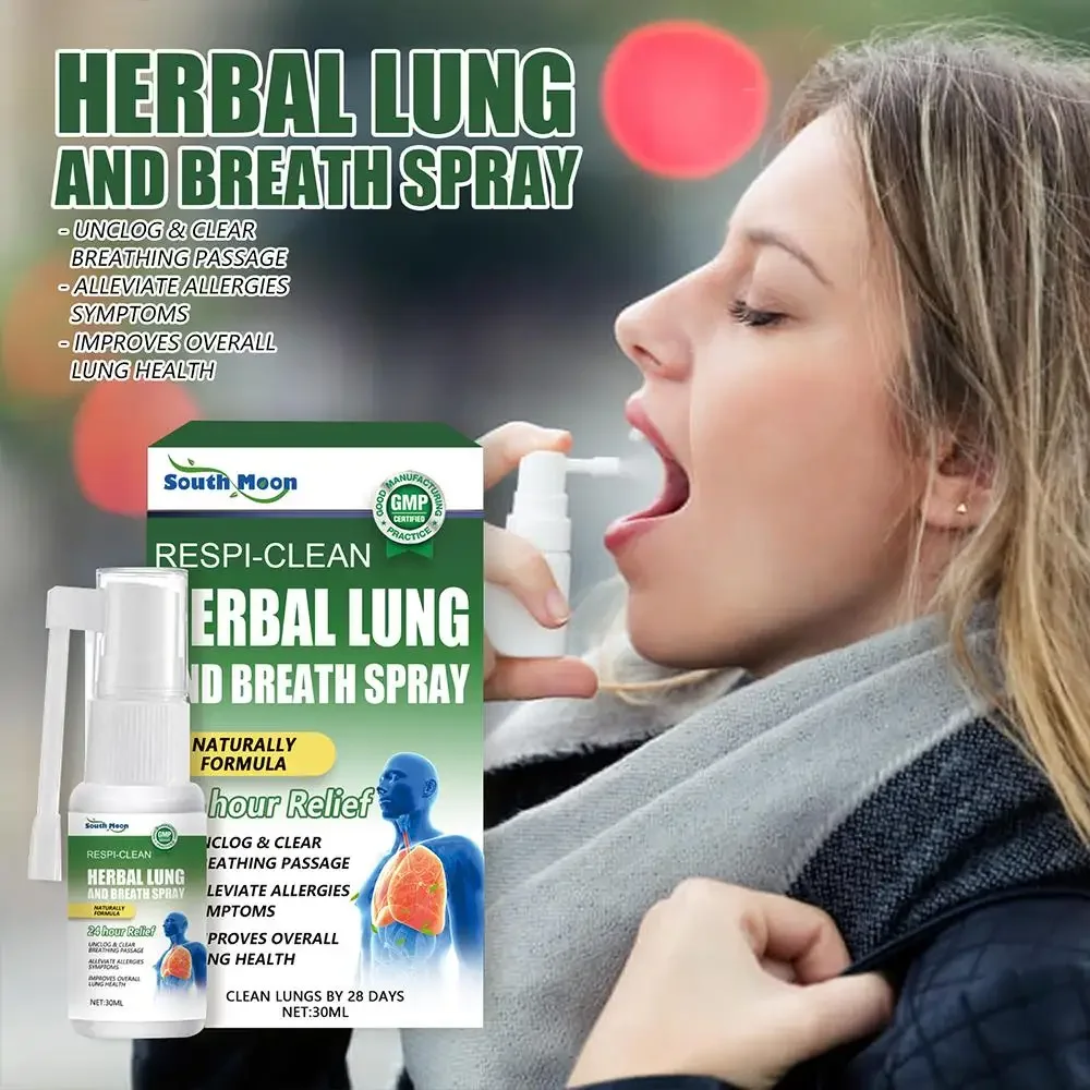 30ml Herbal Cleansing Lung Spray Clear Nasal Congestion Discomfortable Relieve Nasal Throat Care Spray Liquid