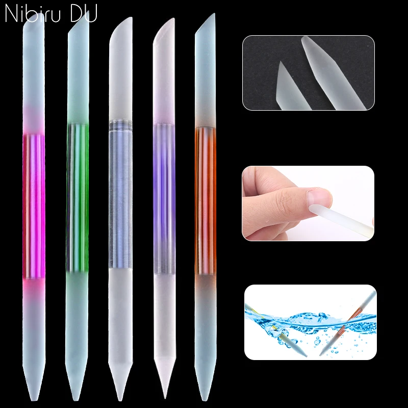 5Pcs/Set Glass Cuticle Pusher For Manicure Reusable Double Sided Crystal Sticks Nail File Pedicure Cuticle Remover Nail Tools