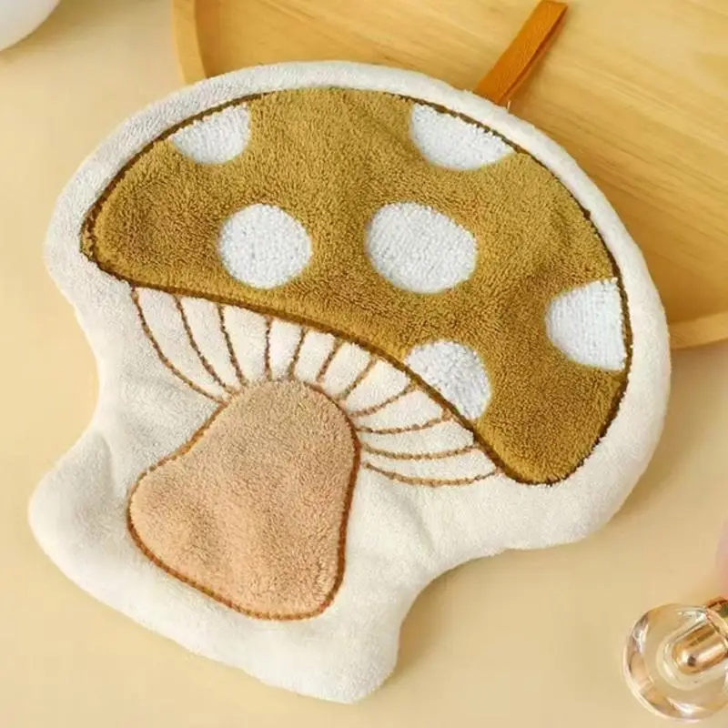 Asciugamani a mano morbido pile corallo a forma funghi asciugamano a mano altamente assorbente per casa e