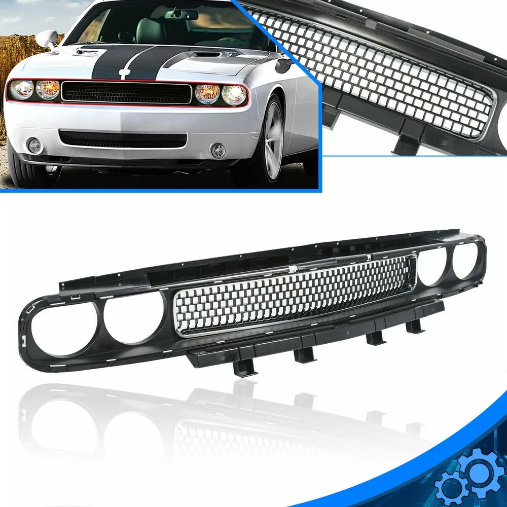 

FOR 2008-2014 Dodge Challenger Front Upper Bumper Grille Trim Assembly W /Chrome United States