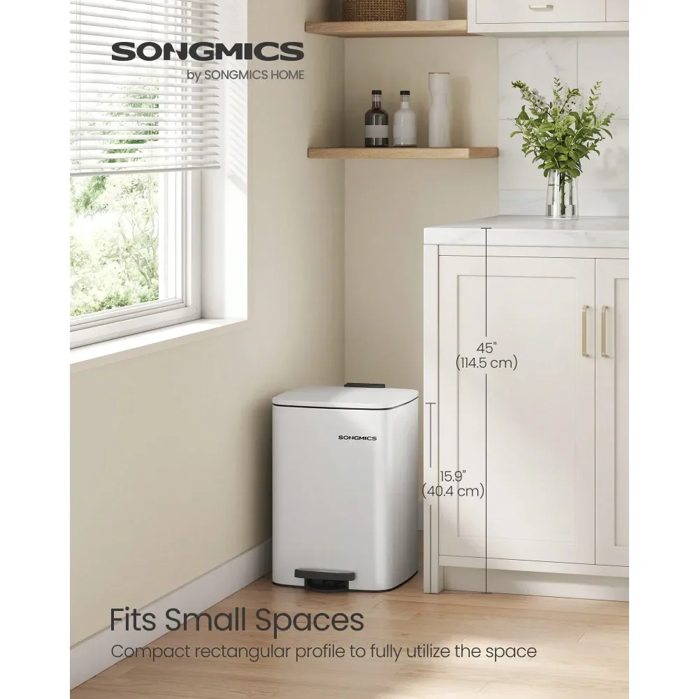 

Kitchen Trash Can, 5.2Gallon 20 L Trash Bin, Stainless Steel Garbage Can, With Inner Bucket, Soft Close And Stays Open