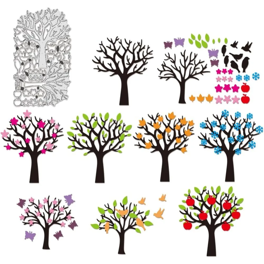 Spring Tree Schneideformen aus Kohlenstoffstahl, Schablonen für DIY-Scrapbooking, Fotoalbum, dekorative Prägung, Papierkarte, Baum