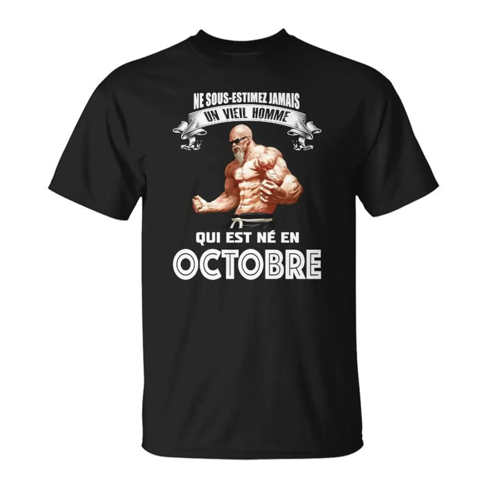 Strong Man T shirt Born in October Humor for Seniors Cadeauxyz vintage Washed Stylish designer clothes Comfortable streetwear
