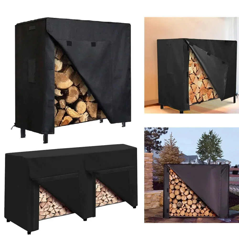 Firewood Storage Protection Cover 48x24x42 Inches Firewood Log Rack Cover Downward Air Vents Front Side Closures