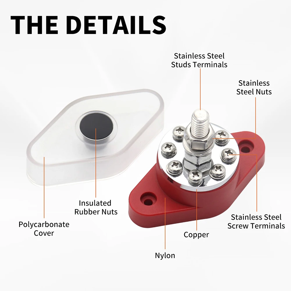 

Высококачественная клеммная колодка распределения питания с разъемом шпильки 3/8 дюйма и максимальным рабочим током 300 А для автомобиля на колесах и лодках