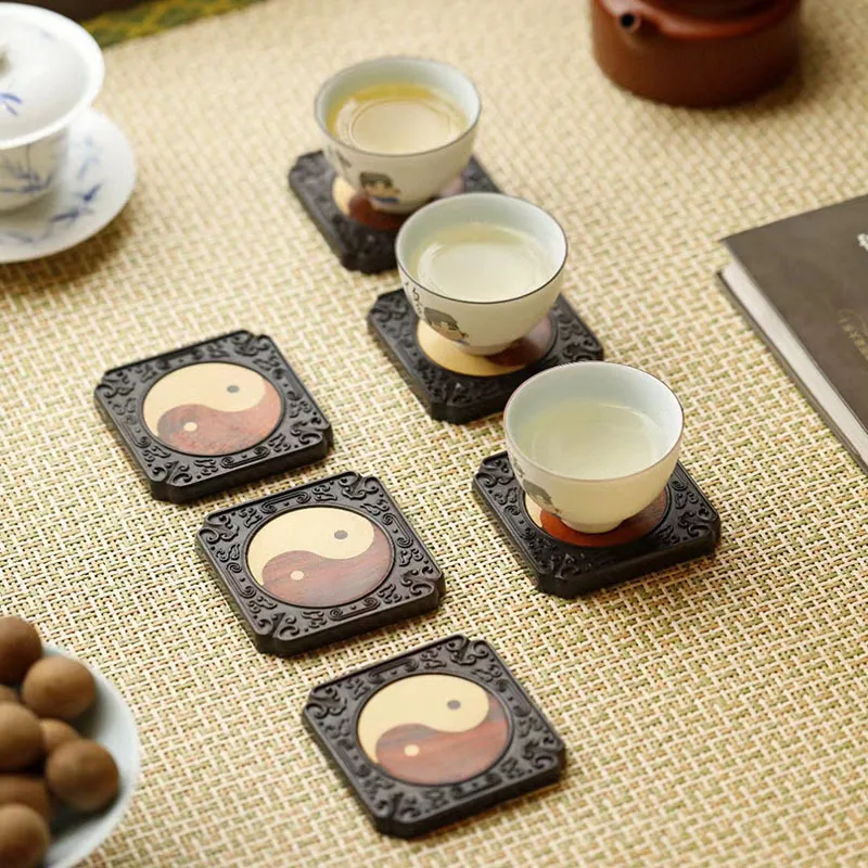 Tai Chi Coaster Solid Wood Tea Mat Insulation Mat Kung Fu Tea Set Tea Ceremony Six Gentlemen Accessories