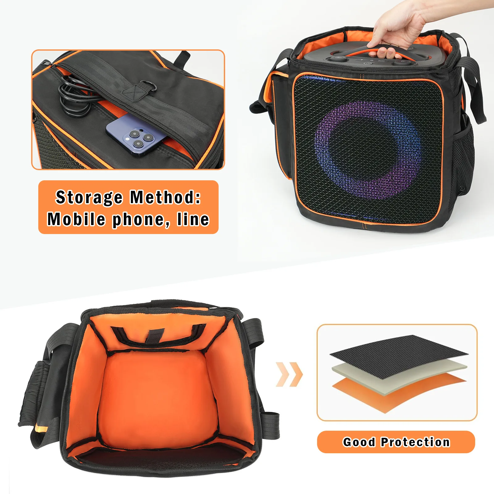 أكياس تخزين لحماية مكبر الصوت لـ JBL PartyBox Encore 2 صندوق مكبر الصوت أكتاف صندوق الحفلات المحمول Encore2 gen حقيبة حمل للسفر