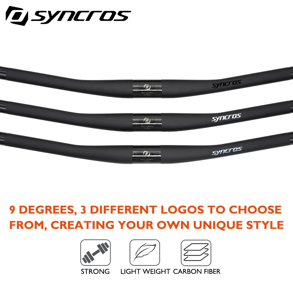 Syncros 9 Degree Carbon Fiber MTB Handlebar, 31.8mm Clamp,640-780mm Width,181g Ultralight Matte Finish,for MTB Cycling Bike Part