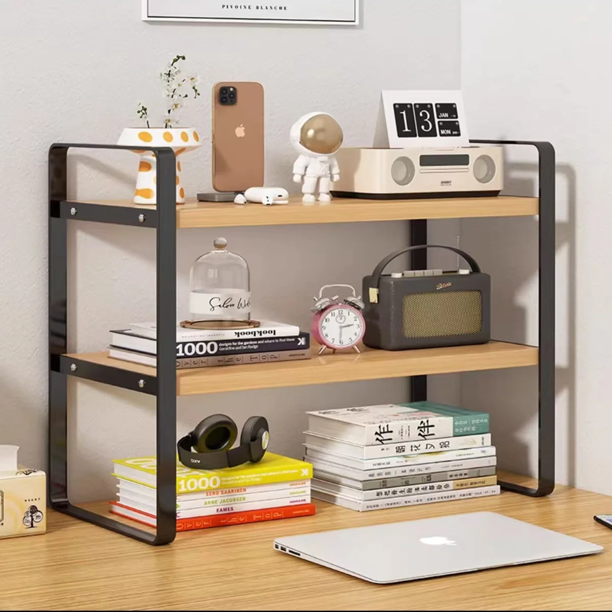 Student Desktop Book Storage Rack Layered Display of Household Cosmetics Perfume Organize Office Desktop Miscellaneous Materials