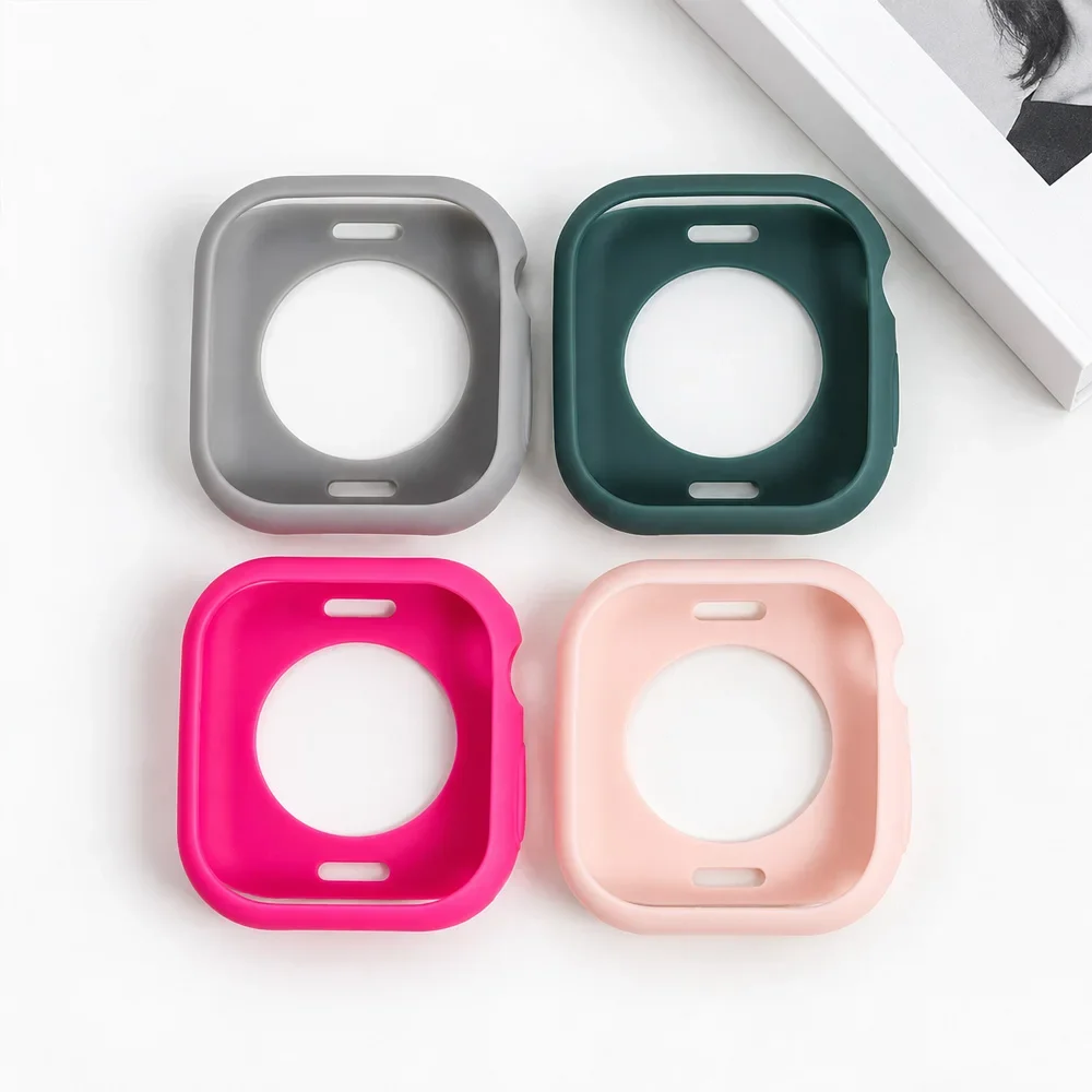 Soft Silicone Case for Apple Watch Band 46 45 44 42mm 41 40mm Accessories Protectector for iWatch Series 12 11 10 9 8 7 6 Cover