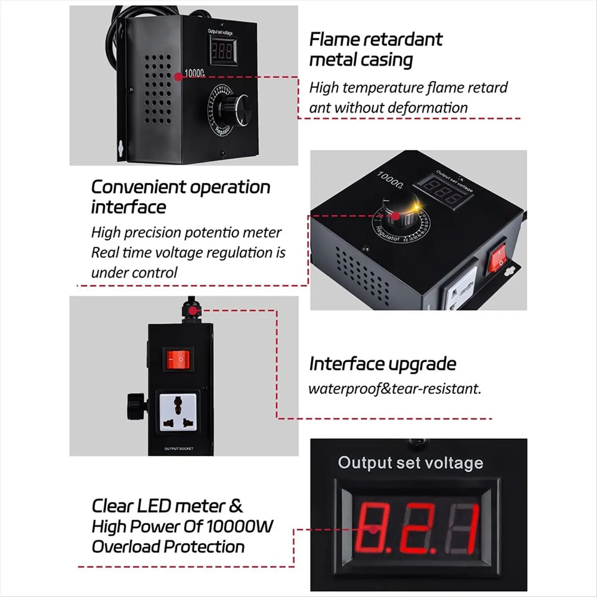A50U 10000W AC Variable Speed Controller 120V-220V 15A, Fan Speed Controlle Motor Speed Controller for Electric Motor EU Plug