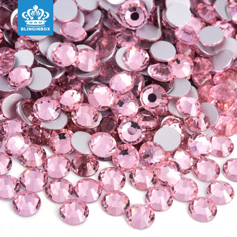 SS3-SS34 Light Pink Nail Art Rhinestone Glass Non Hotfix Rhinestones Glitter Strass Crystals for Nail Art Decorations Garme H002