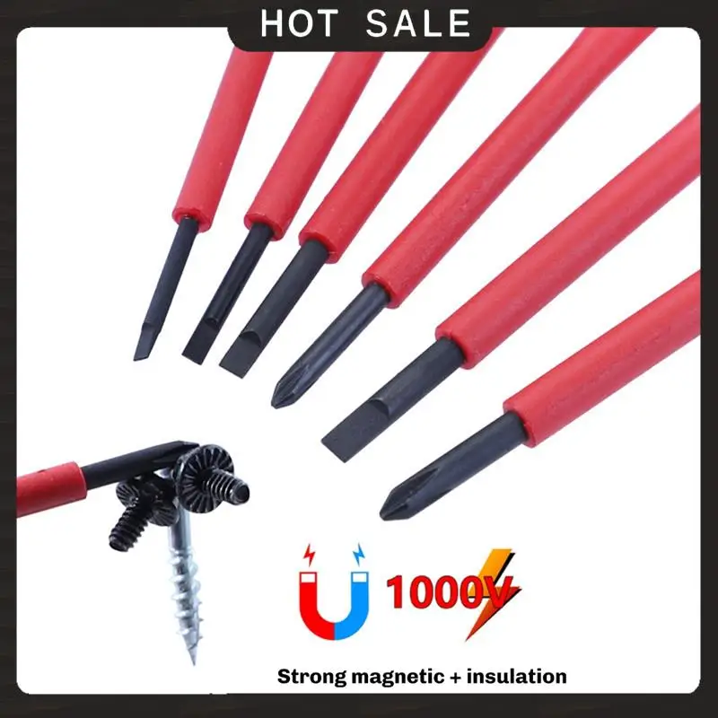 

24-часовая доставка, портативный, с чехлом, магнитный, 1000 В, инструмент для ремонта автомобиля, удобный изолированный набор отверток, 6 шт./компл.