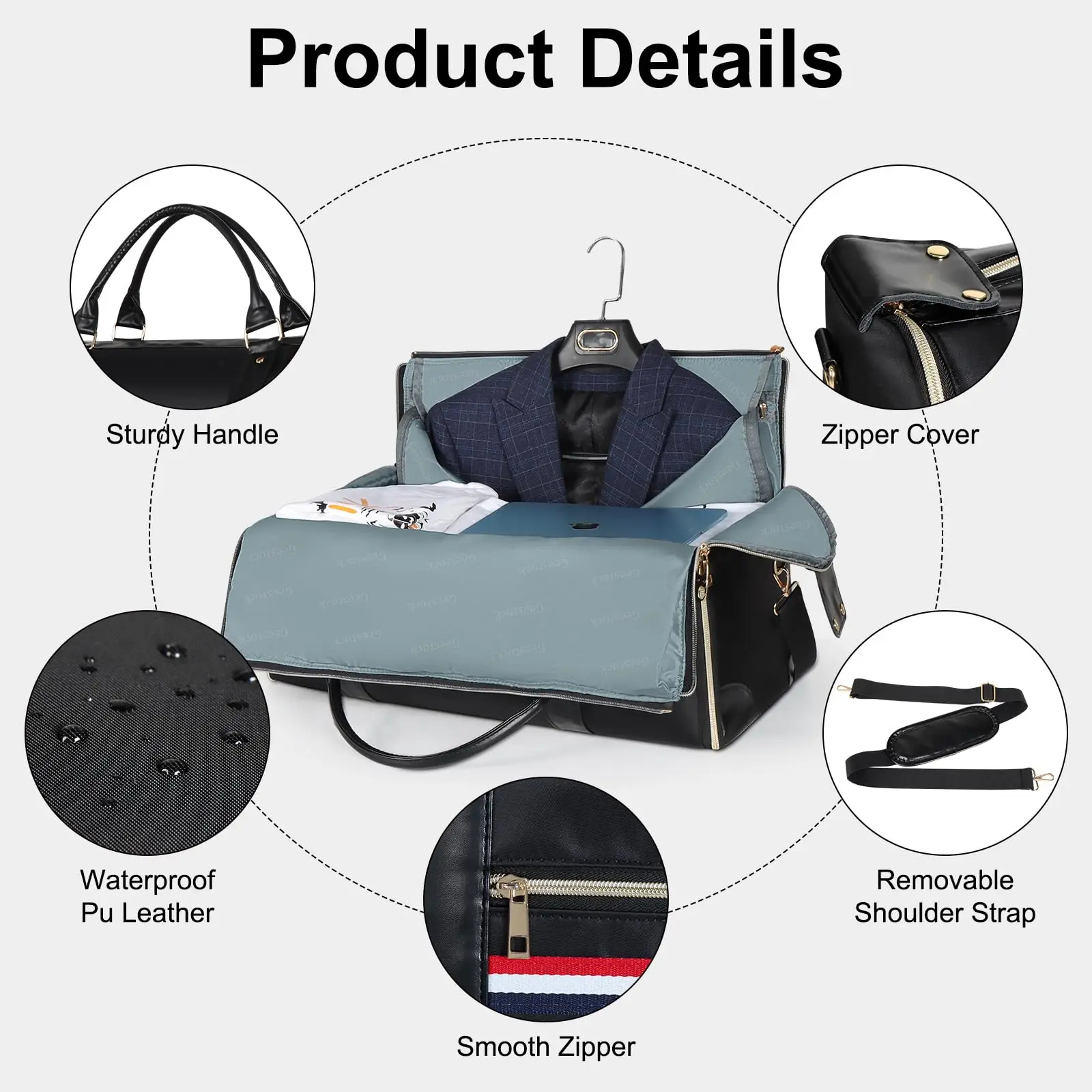 Geestock Convertible Duffle Garment Luggage Carry On Weekend Bag Travel Duffel Tote Bag Yoga Gym Bag for Business Trips Sport