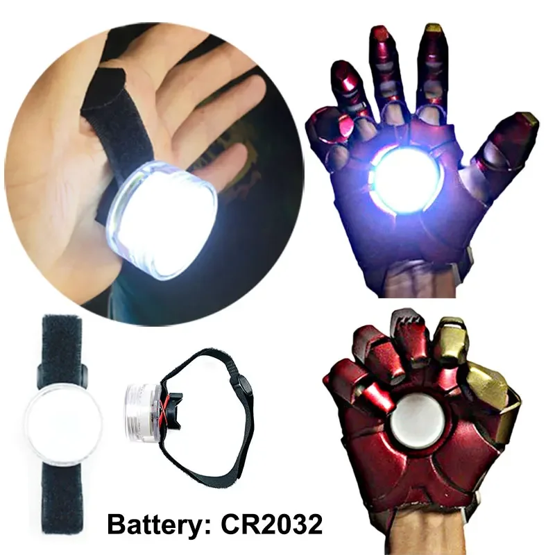 DIY Glove Hand Light Accessories for Iron Man Tony Stark Hand Led Lamp Palm Lights Controlled Cosplay Props Gift CR2032