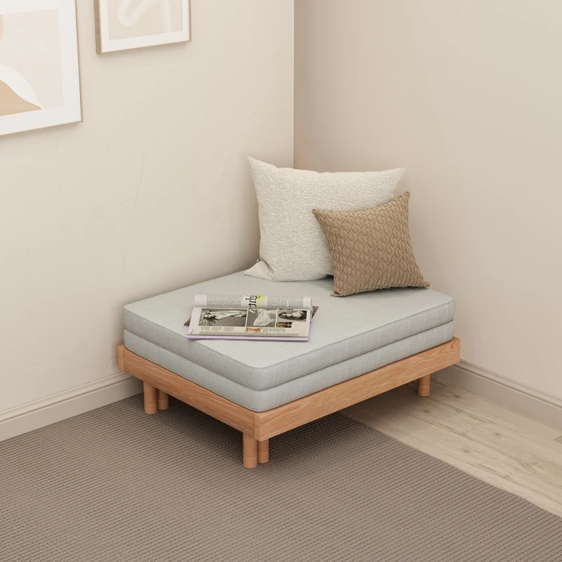 

All solid wood sofa bed, oak modern simple pull-out retractable bed, small apartment tatami single bed 1 meter folding