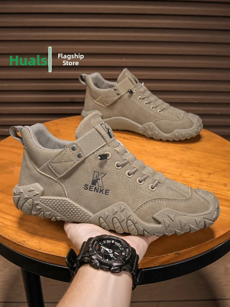 Men's Casual Sport Shoes Fall Season Waterproof Non-Slip Wear-Resistant Soft Bottom One-Step Driving Work Boots Outdoor