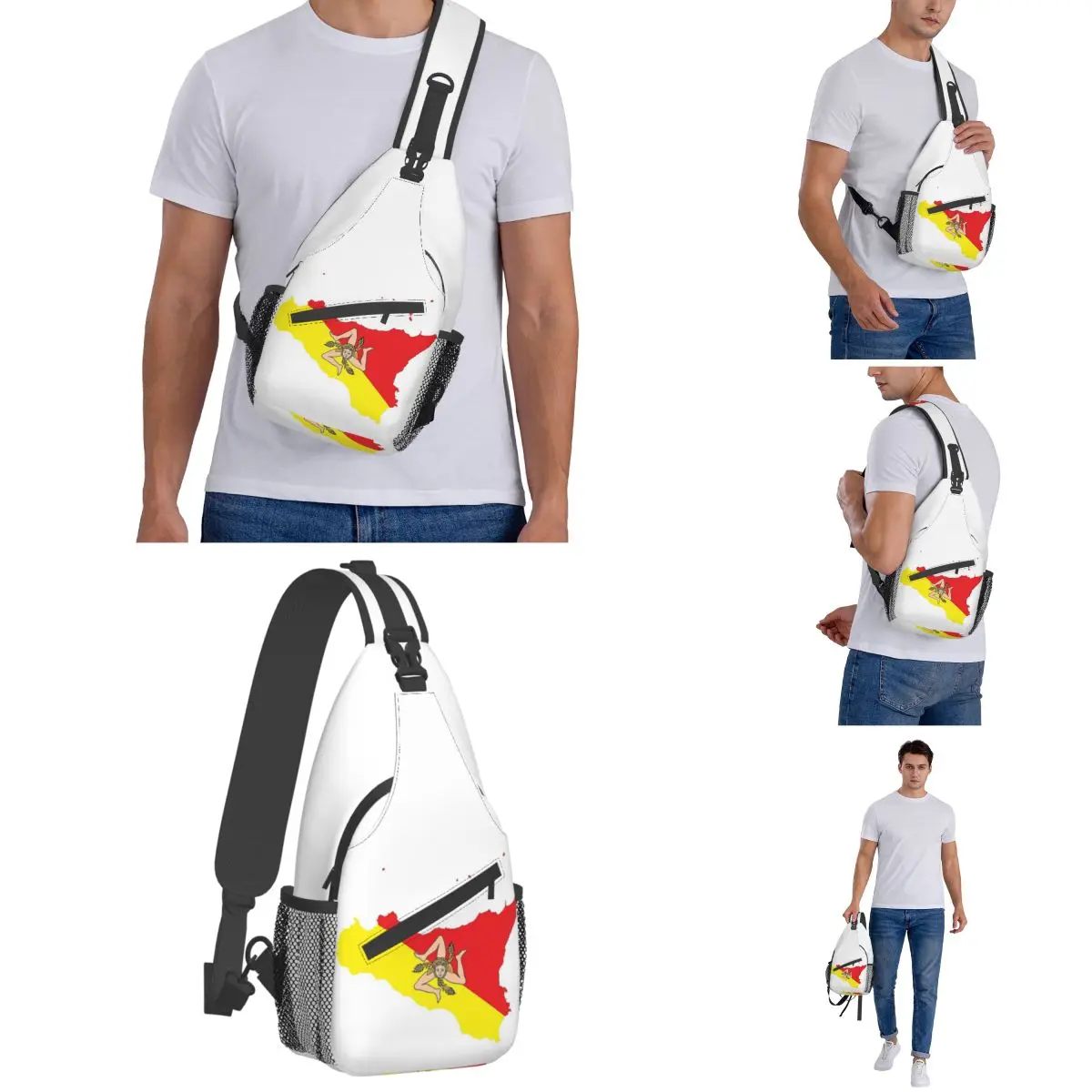 Flagge von Sicily Sicilia Schulter taschen Brust Cross body Schulter Schlinge Rucksack Outdoor Sport Tages rucksäcke italienische Muster Tasche