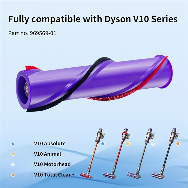 

-A90P Roller Brush For Dyson V10 Absolute V10 Animal V10 Total Clean+ Cordless Vacuum Cleaner Replacement Part 969569-01