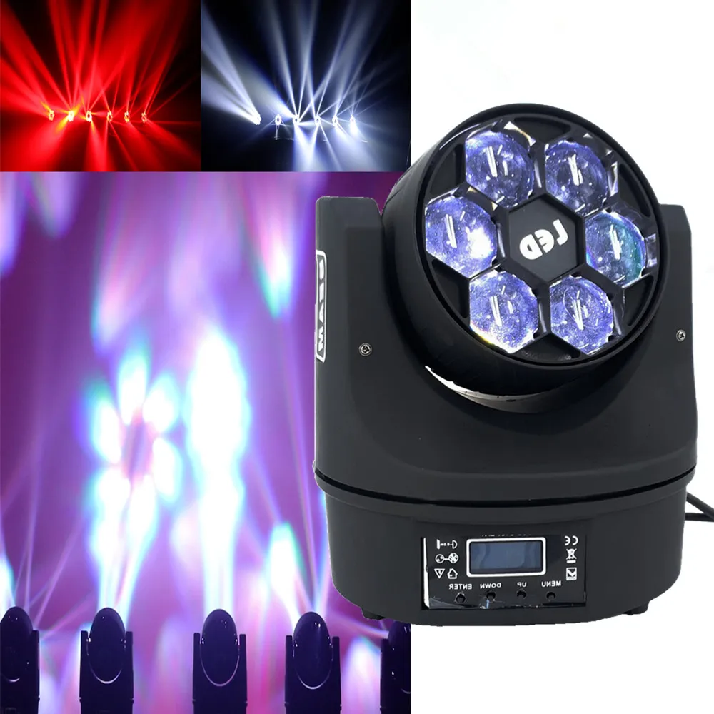 LED 6x15W Beam+Wash Six Bees Eyes RGBW DMX512 Stage Effect Lighting Good For Disco DJ Party KTV Dance Floor Clubs And Wedding