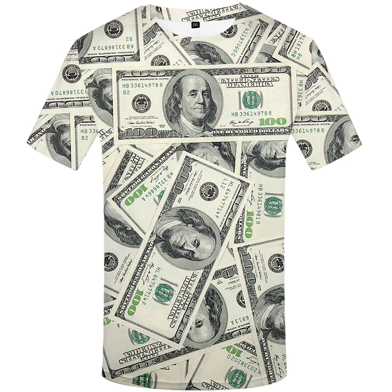 

Money 3D Printing T Shirt Man Summer O-Neck Short Sleeve Oversized Top Casual Tee Loose Streetwear Unisex Harajaku Vintage