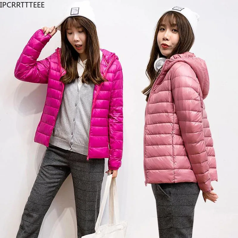 Plue Size Duck Down Jacket 여성 울트라 라이트 다운 재킷 깃털 재킷 플러스 여성 오버코트 윈드 브레이커 코트