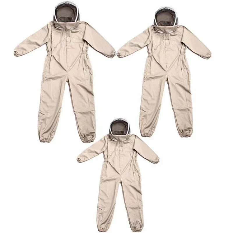 Thickened apricot space suit, one-piece split beesuit, space suit plus sheepskin gloves set.