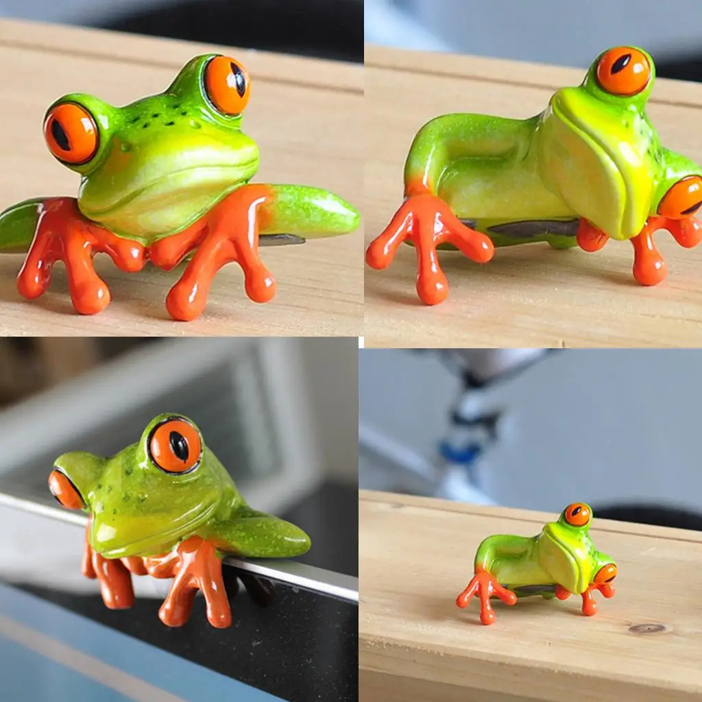Artificial Resin 3D Craft Frog Decoration Home Decor Office Desk Computer Decoration Gift Favor DIY Handcraft Orgnement